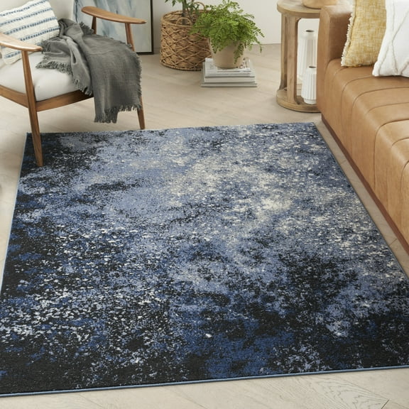 Nourison Passion All-over design Light Blue Black 3'9" x 5'9" Area Rug (4x6)