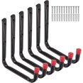 thumbnail image 1 of Paquete de 6 ganchos de almacenamiento de garaje resistentes, colgador de pared de 6,75" para manguera de jardín, silla plegable y bicicleta, 1 of 5