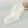 thumbnail image 2 of CCRFTGI Girls Tights Cable Knit with Bow Decoration Warm Leggings Seamless Cotton Fancy Little Girl Pantyhose White 4-6 Years, 2 of 3