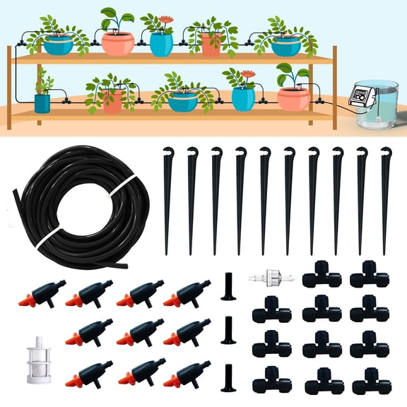 RainPoint Drip Irrigation System Accessories Kit, Plant Drip Watering for Extra 10 Plants, DIK10-i4T4