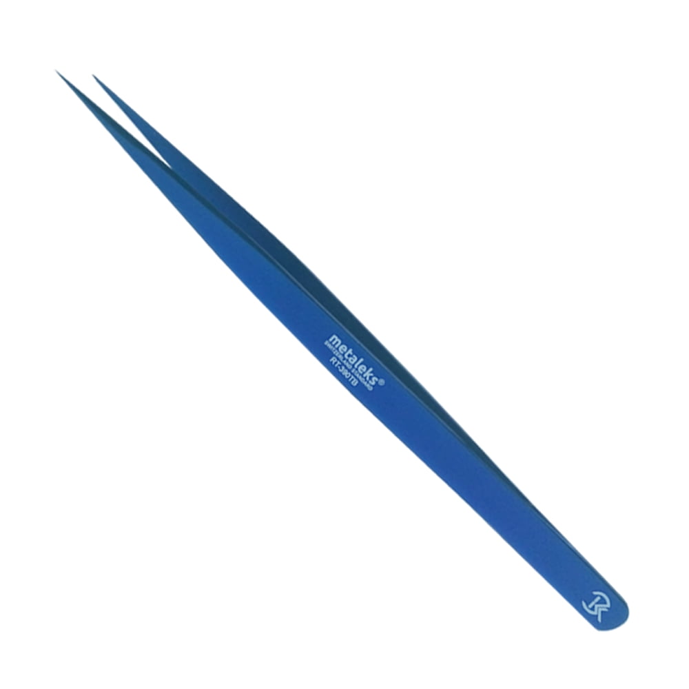 3Pcs Russian Volume Japanese Stainless Steel Tweezers for Eyelash Extension in Blue Titanium Coated with Blue Magnetic Kit
