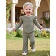 thumbnail image 5 of 6 Months Baby Girls Clothes 12 Months Girls 2PCS Fall Winter Outfits Set Solid Color Infant Girls Long Sleeve Top Pants Set Green, 5 of 8