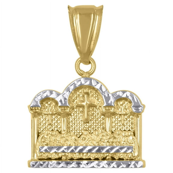 Auriga 10k Gold Two-Tone Diamond-Cut Last Supper Religious Charm Pendant for Men