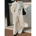 thumbnail image 6 of Womens Long Wool Coats Fall Winter Double Breasted Trench Coat Peacoat White XXL, 6 of 7