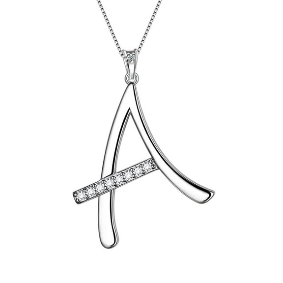 Beautlace Initial Letter A Necklac - 925 Sterling Silver Personalized Alphabet Name Pendant Crystal CZ Jewelry Mothers Day Valentines Christmas Birthday Gift for Her Mom Wife Girlfriend
