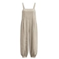 thumbnail image 6 of Miluxas Women's Sleeveless Jumpsuits Loose Wide Leg Harem Overalls with Pockets Lightweight Casual Rompers for Summer Beach Vacation Beige, 6 of 8