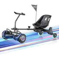 Hoverboard Attachment for 6.5"8" 8.5"10" Hoverboard Go Kart Attachment with 3*Shock Absorbers, Hand and Foot Dual Control, Larger Seat, Flashing Wheels