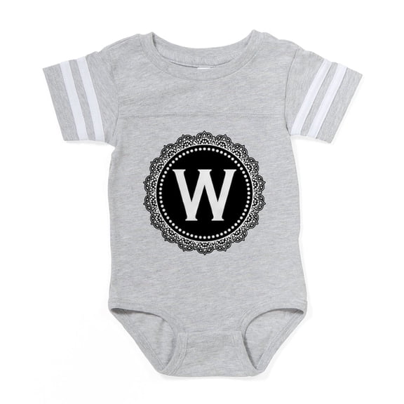 CafePress - Monogram Medallion W - Cute Infant Baby Football Bodysuit