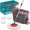 Gray and Red, variant on SONGMICS Spin Mop Bucket Set, Pedal Wringer, Floor Cleaning Mop, Adjustable Handle, Max. 59.1-Inch Length, 360° Rotating Head, 3 Pads, Gray and Blue
