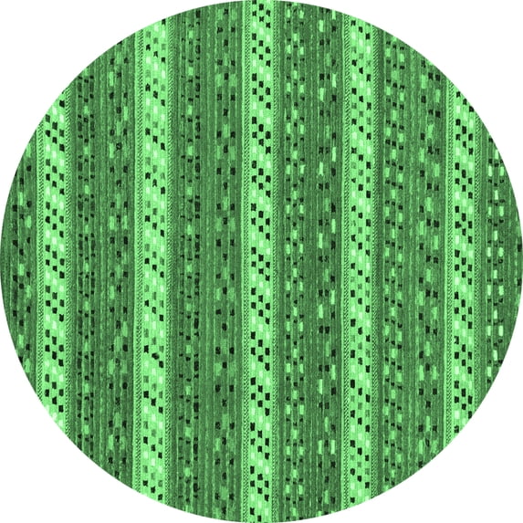 Ahgly Company Indoor Round Abstract Emerald Green Modern Area Rugs, 3' Round