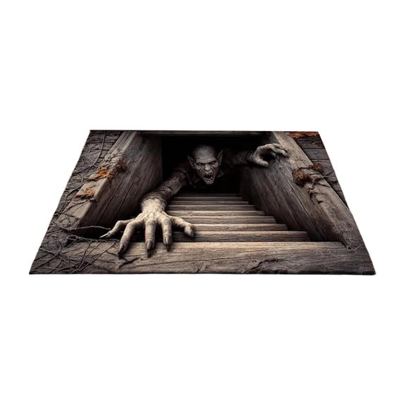 Halloween Decorations-Halloween 3D Scary skeleton Doormat,Creepy Monster Visual Illusion Entryway Rug,Non Slip Rubber Back Rug for Porch Hallway Indoor Outdoor Rug Home Decor