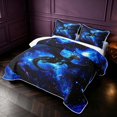 thumbnail image 3 of Manfei Neon Dragon Animals Twin Quilt Set,Retro Cloud Starry Sky Twin Coverlet Set,Blue Black,2pcs,1 Bedspread and 1 Pillowcase, 3 of 7