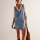 thumbnail image 4 of Minivestido Vaquero para Mujer, con Tirantes Ajustables, Falda Alta, Informal, Tipo Enterito Vaquero. Azul S, 4 of 7