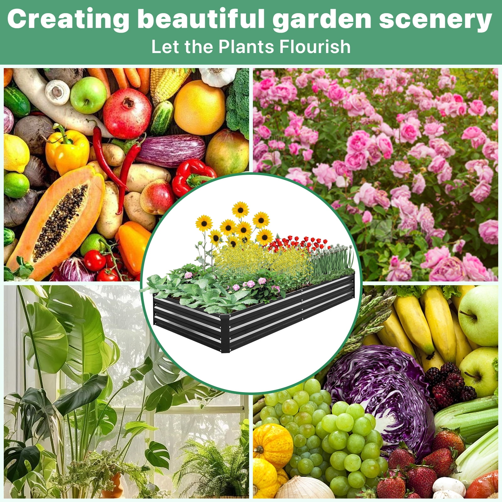 Galvanized Raised Garden Bed 2-Pack - Metal Raised Bed Garden Kit 6'x3'x1' for Flower Planters, Vegetables Herb