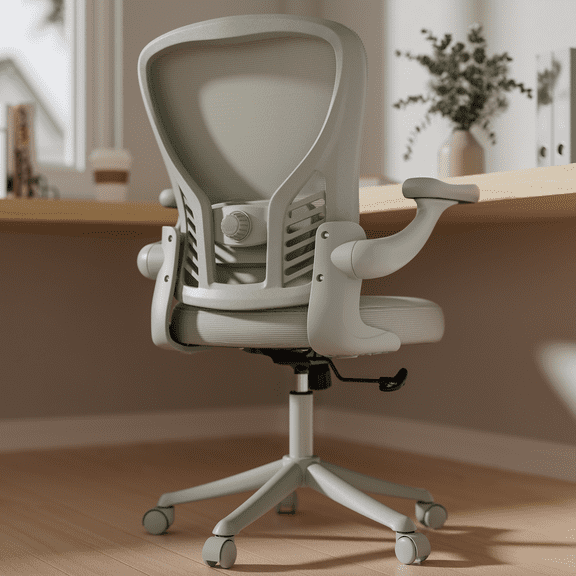 HomeZeer Mesh Office Chair, 300LBS Middle Back Ergomomic Office Chair with 3D Armrests, Computer Desk Chair with Adjustable Lumbar Support, Wide Seat Swivel Home Office Chair, Gray