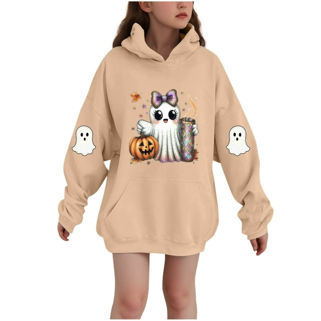 Chemise d'Halloween pour Enfants + Sweat à Capuche à Manches Longues Imprimé d'Hiver + Tenue de Fête