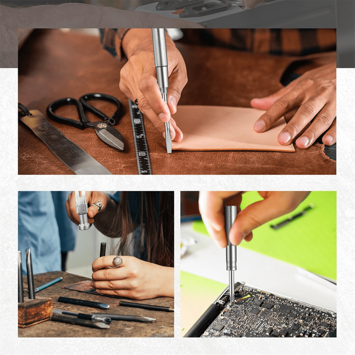4 Pcs 6-in-1 Hammer Screwdriver Set with Multitool Hammer Small Metal Hammer & Screwdriver for Repair Phones, Watches