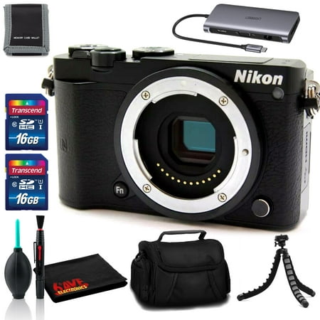 Nikon 1 J5 Mirrorless Digital Camera (Black) - Tripod, Case, and (2)16GB Cards