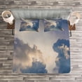 thumbnail image 3 of Ambesonne Nature Quilted Bedspread Set 3 Pcs, Rain Storm Clouds Sky, King Size, Blue White, 3 of 3