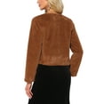 thumbnail image 3 of INSPIRE CHIC Cropped Open Front Jacket for Women's Faux Fur Long Sleeve Bolero Winter Coat M Brown, 3 of 5