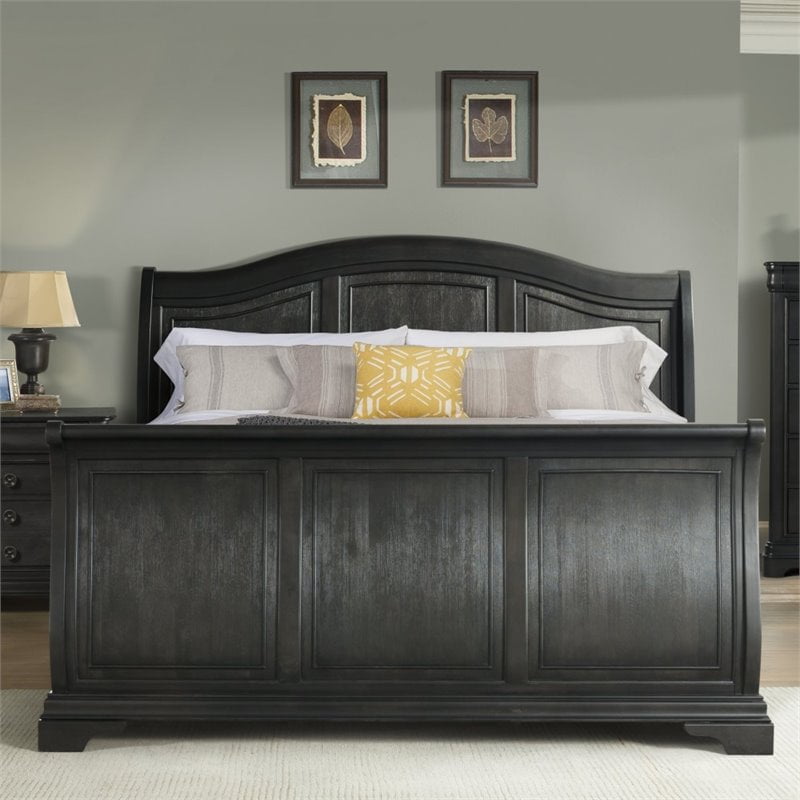 Picket House Furnishings Conley Queen Sleigh Bed in Charcoal Gray