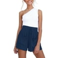 thumbnail image 3 of Uhndy Womens Summer Shorts Solid Elastic Waist Pocketed Casual Pants Blue L Blue M, 3 of 3
