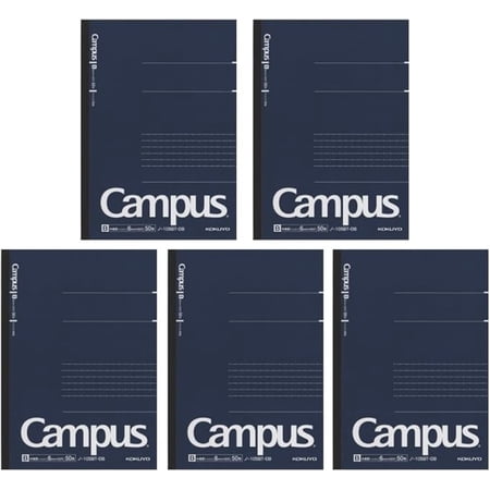 KOKUYO Campus Pre-Dotted Notebook, A5-dotted 6 mm Rule - 30 Lines X 50 Sheets - 100 Pages, Pack of 5 Dark Blue