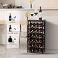 thumbnail image 2 of Wine Rack Freestanding Floor, 6-Tier Display Wine Storage Shelves with Table Top, 24-Botttle Bamboo Wine Rack Shelf for Kitchen Bar Dining Room Living Room, Black, 2 of 14