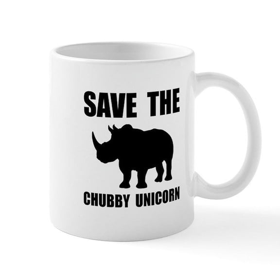 CafePress - Chubby Unicorn Rhino Mugs - 11 oz Ceramic Mug - Novelty Coffee Tea Cup
