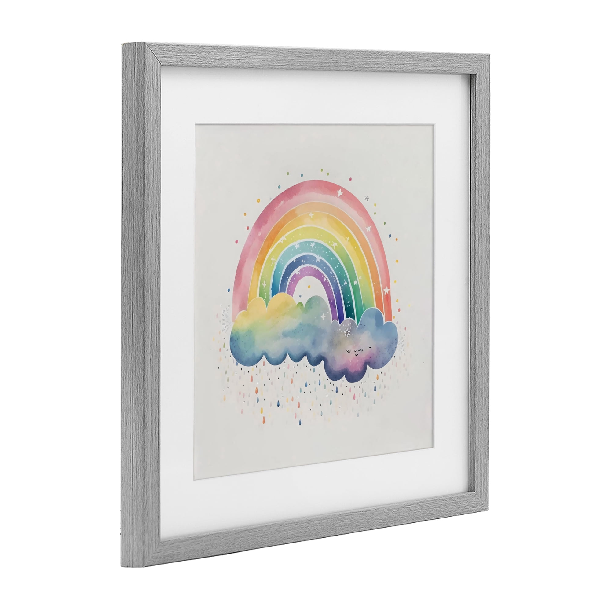Stupell Industries Bright Boho Rainbow & Stars Gray Framed Print Under Glass, design by Creative Studio