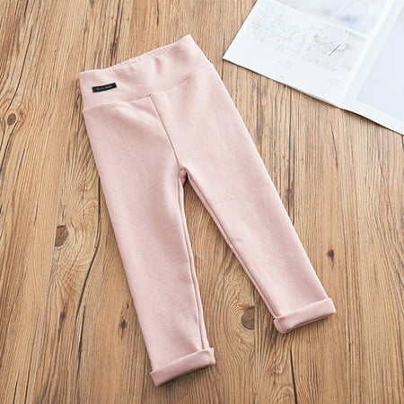 Akiihool Girl Pant Girls Cargo Pants Slim Fit with Zip Pockets Elastic Waistband with Drawstring Closure Stretch Pants (Pink 3-4 Years)