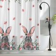 thumbnail image 2 of Bunny Easter Shower Curtain Set, Waterproof Shower Curtains for Bathroom, Pink Spring Floral Eucalyptus Leaves Rabbits Washable Fabric Bath Curtain for Bathtub Decoration with Hooks 72x78 Inches, 2 of 9