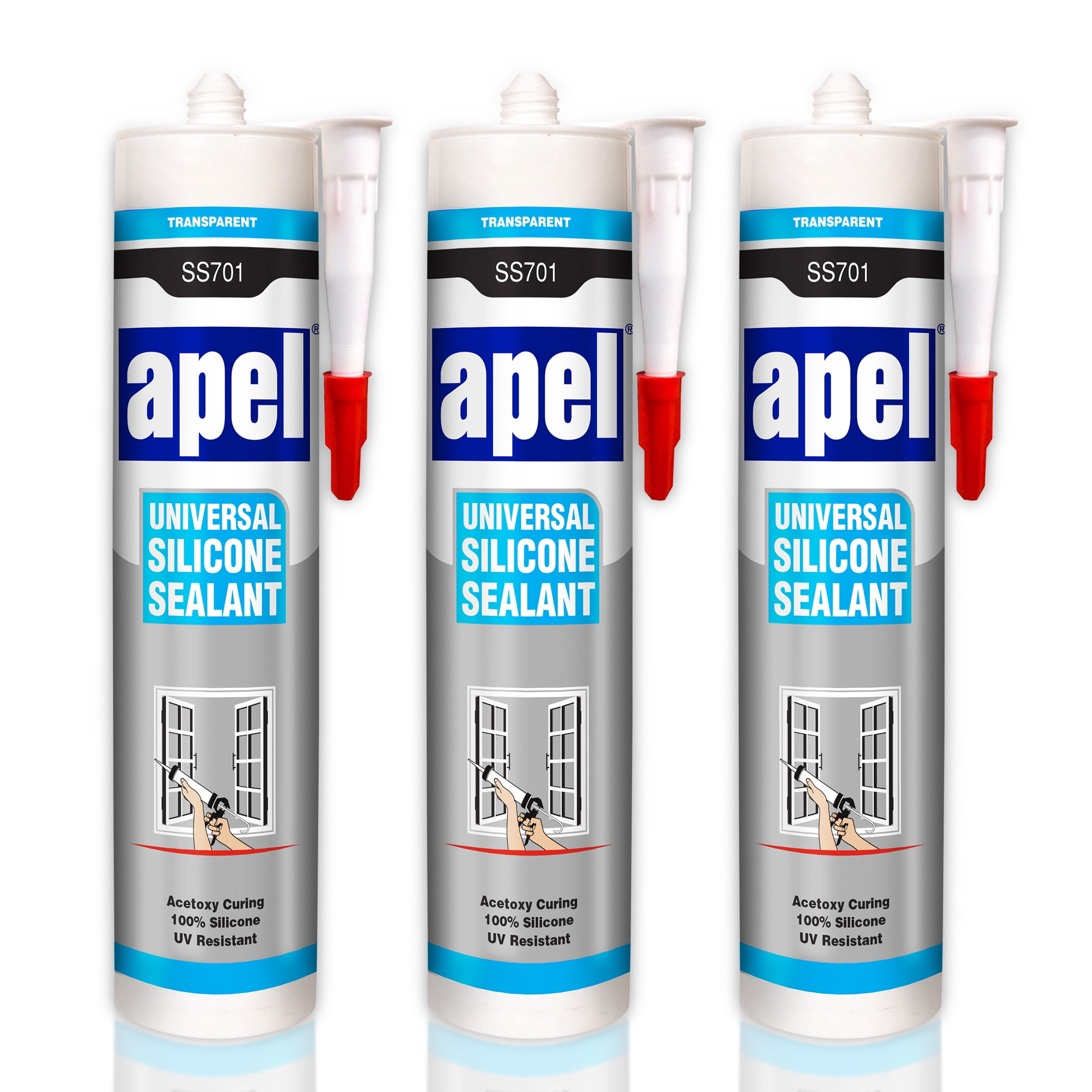 Multipurpose 100 Silicone Sealant (3 x 8.4 fl oz) Clear Waterproof 3