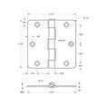 thumbnail image 3 of Deltana S35R44 3-1/2" x 3-1/2" x 1/4" Radius Hinge; Residential Thickness; Satin Brass Finish, 3 of 3