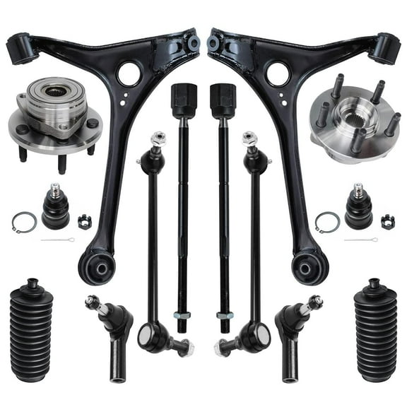 Detroit Axle - 14pc Front End Suspension Kit for 1998-2007 Ford Taurus, 98-05 Mercury Sable, Lower Control Arms Tie Rods Sway Bars Lower Ball Joints Wheel Bearing Hubs Boots Replacement