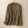 thumbnail image 2 of Pitauce Linen Blazer for Women Lightweight Cardigans Loose Casual Work Office Jackets Long Sleeve Lapel Blazer Jackets with Pockets, 2 of 6