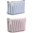 thumbnail image 1 of Bolso de maquillaje de PU para mujer, bolso de niña, bolso de cepillo cosmético, estuche de lápices, monedero (rosa y azul), 2 piezas JAMW Sencillez, 1 of 5