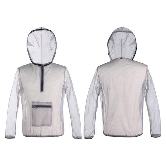 Zzbeans Breathable Insect Resistant Jacket with Hood, Mesh Mosquito Bite Proof Clothing, Outdoor Fishing Bee Protective Suit for Men Women, Gray