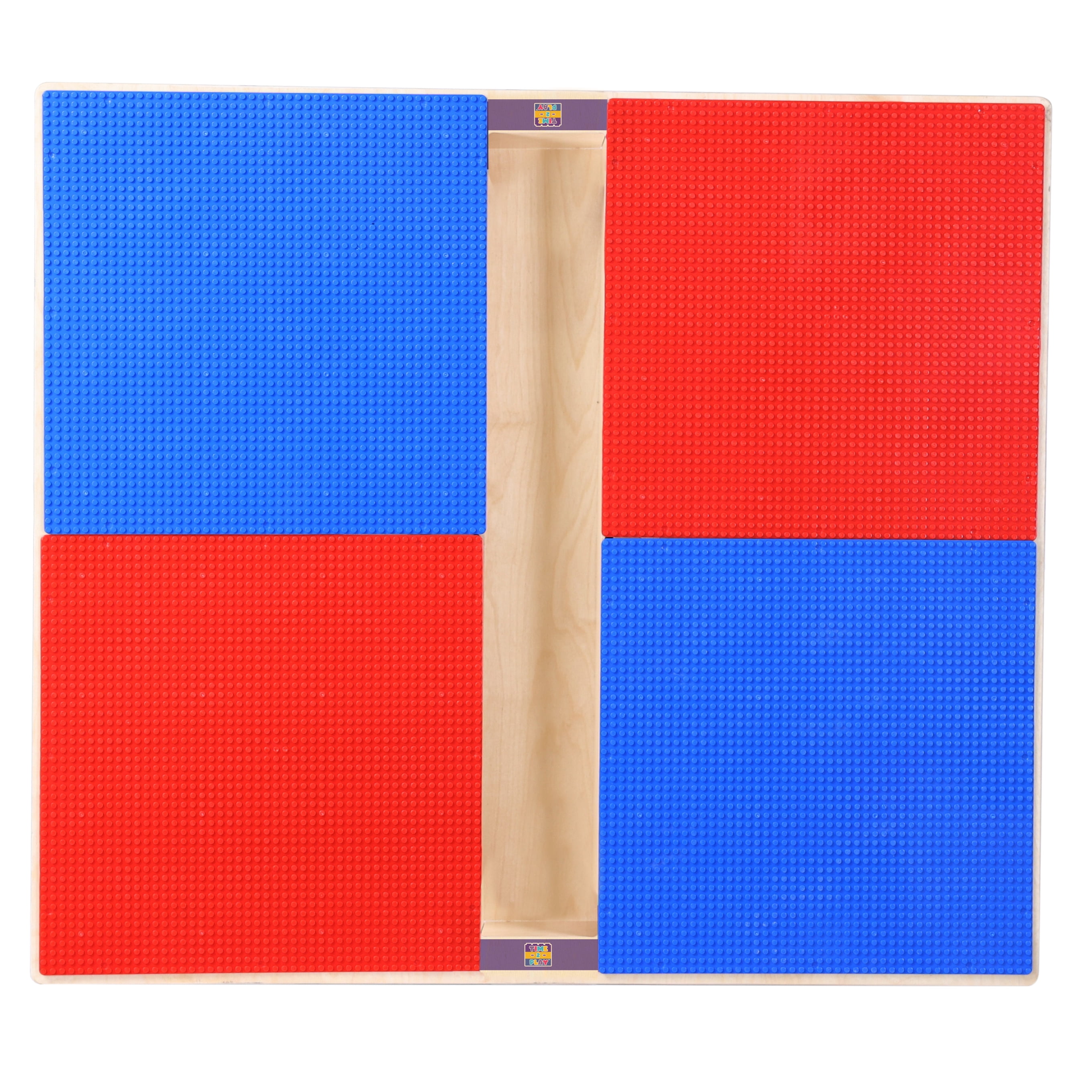 Time-2-Play Montessori Hardwood 35" Red N Blue Lego Compatible Table Blocks For Kids Play Activities