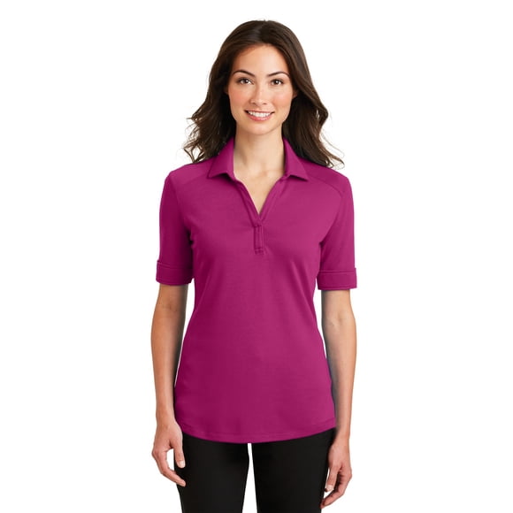 Polo de alto rendimiento para mujer Port Authority Silk Touch Interlock. L5200 Rosa Azalea Autoridad Portuaria L5200