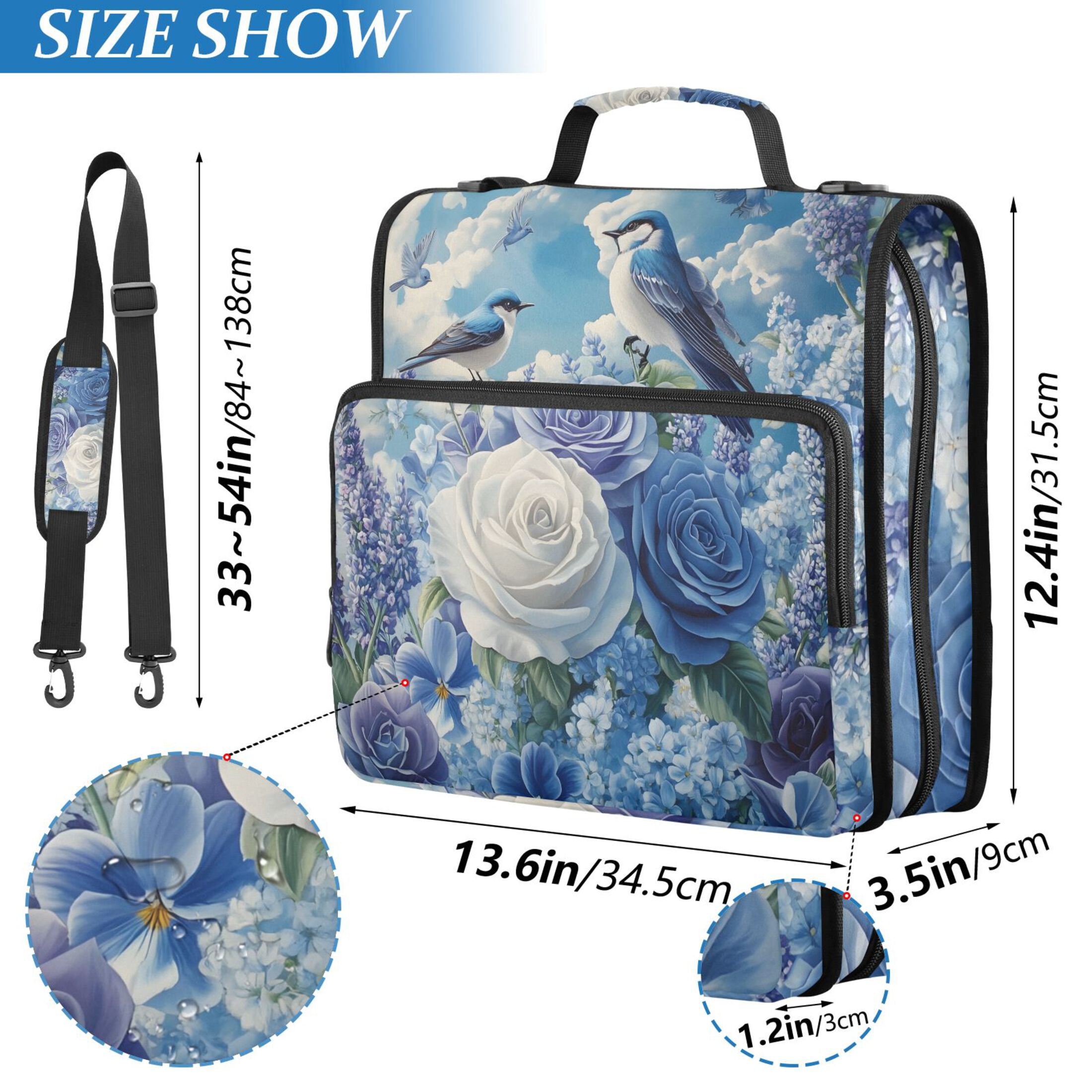 ALAZA Zipper Binder Bag Birds Lavender Flowers 3 Ring File Folder Binder Organizer Bag