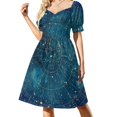 thumbnail image 1 of Mapa estelar :: Vestido de manga corta con luces de la ciudad, bonito vestido de verano para mujer, 1 of 7