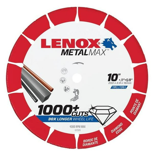 LENOX Tools Roue à Tronçonner METALMAX, Bord Diamanté, 10 Po x 5/8 Po (1972926)