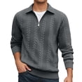 thumbnail image 3 of Quarter Zip Pullover Men Fall Winter Long Sleeve Jacquard Collared Sweat Shirt Casual Pullover Tops, 3 of 9