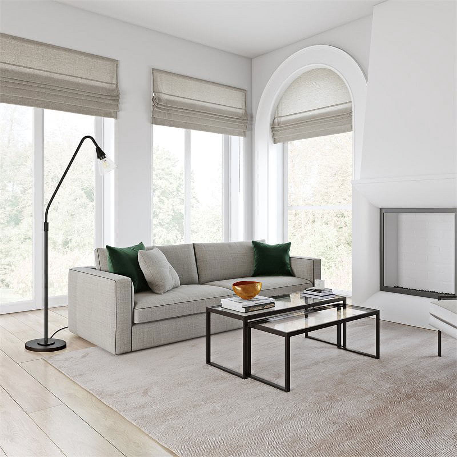 Evelyn&Zoe Challice Arc Floor Lamp with Glass shade in Blackened Bronze/Clear
