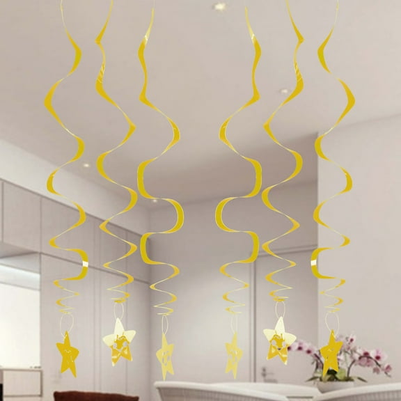 WHAMVOX 6pcs Dizzy Danglers Party Spiral Haning Ornament Pendants (Golden)