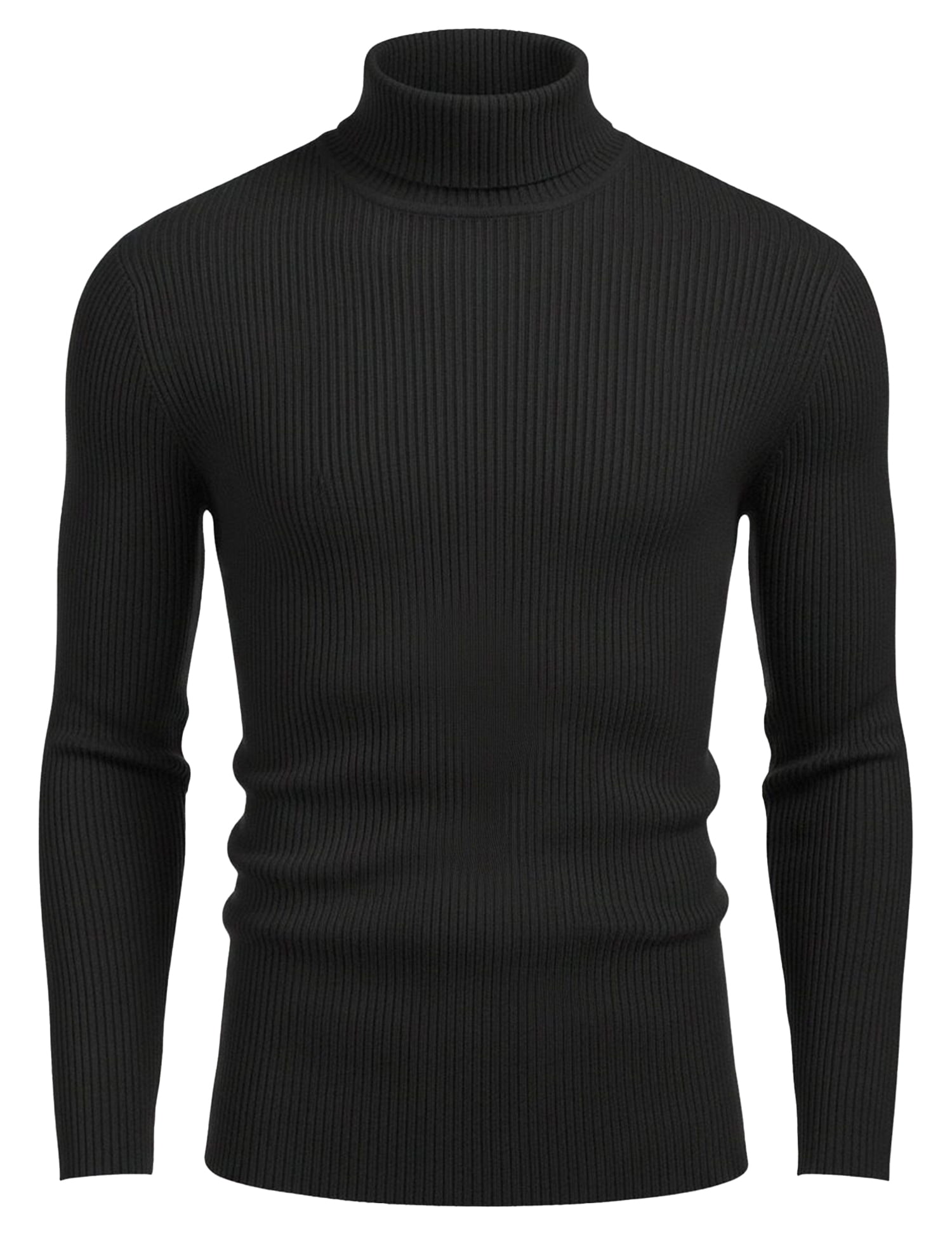COOFANDY Mens Ribbed Slim Fit Knitted Pullover Turtleneck Sweater White