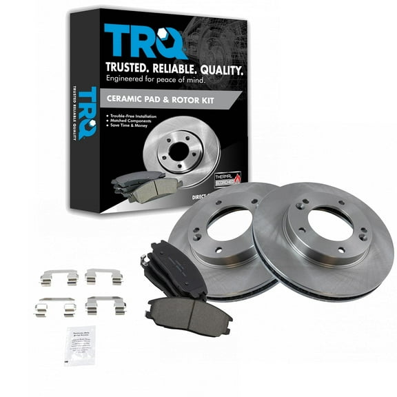 TRQ Front Brake Pad & Rotor Kit Brake Pads Brake Rotor Ceramic Fits Select 2003-2006 Kia Sorento