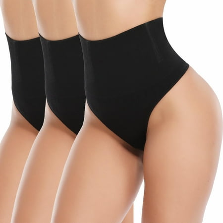 Vaslanda 3-pack Thong Shapewear Tummy Control Panties Body Shaper for Women Butt Lifter Waist Trainer Seamless Slimmer Panty