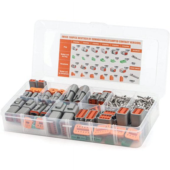 IWISS Deutsch DT Series Automotive Electrical Connector+Size16 Stamped Contacts Assortment 188PCS